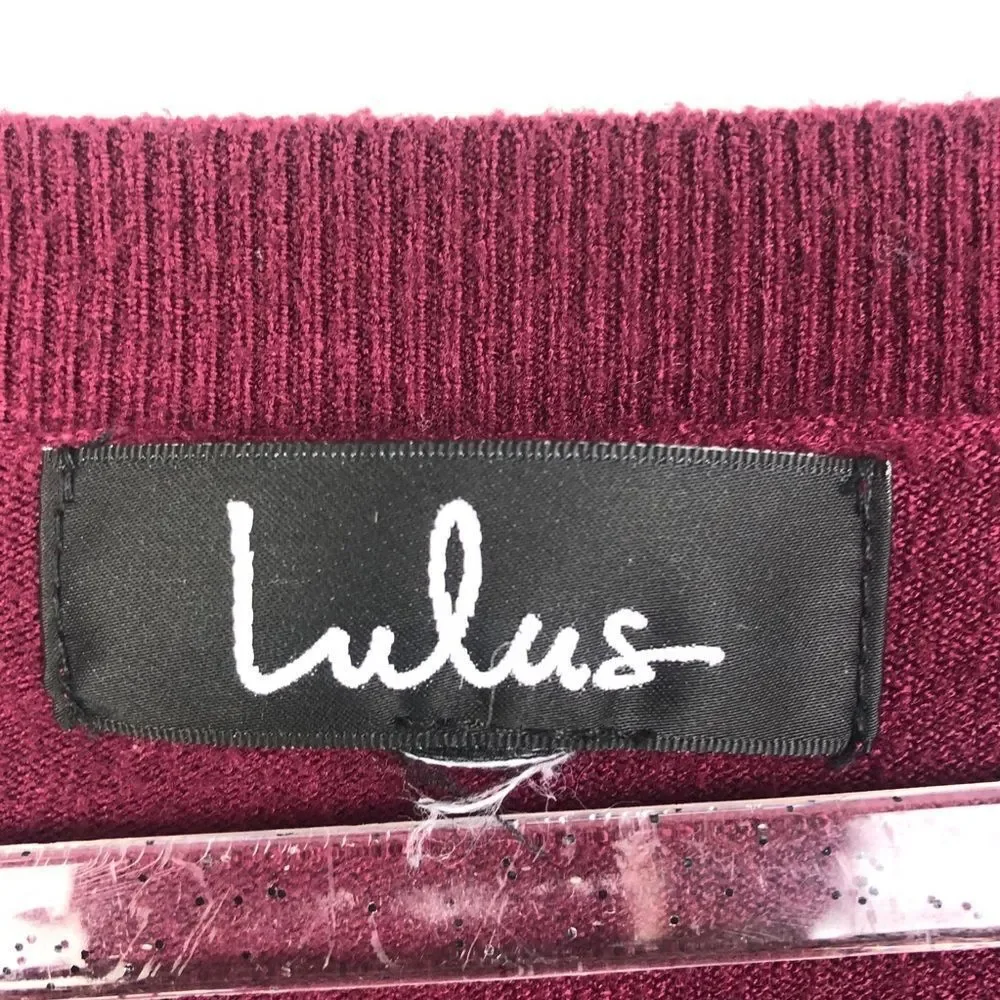 LULU’S | V-Neck Oversized Sweater Burgundy Women’s Size S/M